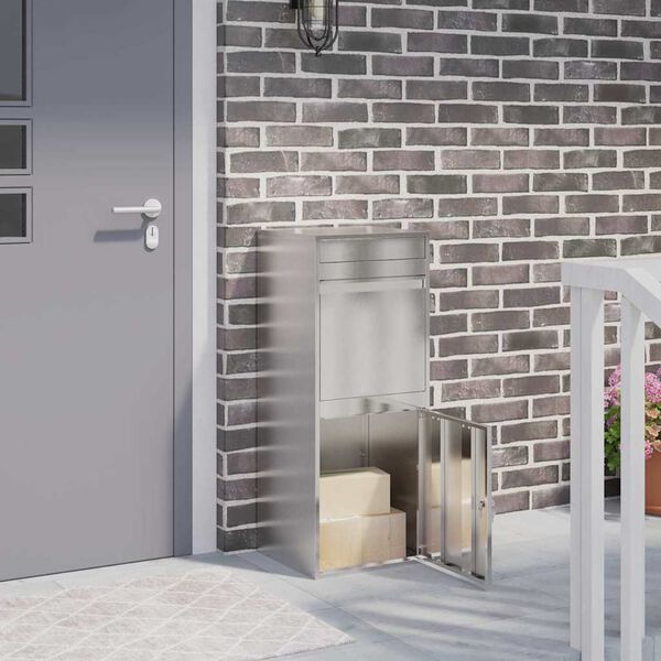 vidaXL Pakettipostilaatikko Hopea 47,5 x 38 x 59 cm Ruostumaton ter&auml;s