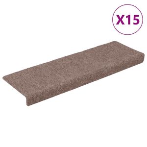 vidaXL Porrasmatot itseliimautuvat 15 kpl 65x21x4 cm vaaleanruskea suorakaiteen muotoinen reuna