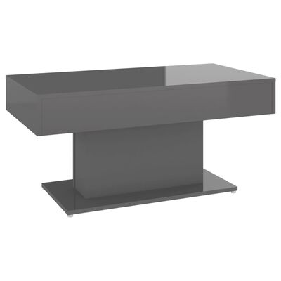 vidaXL Sohvapöytä korkeakiilto harmaa 96x50x45 cm lastulevy