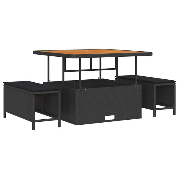 vidaXL Piharuokailu setti Musta Polyrotangi