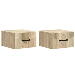 vidaXL Sein&auml;lle Kiinnitett&auml;v&auml; Y&ouml;p&ouml;yt&auml; 2 pcs Sonoma-tammi Tekninen puu