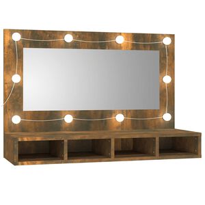 vidaXL Peilikaappi LED-valoilla savutammi 90x31,5x62 cm