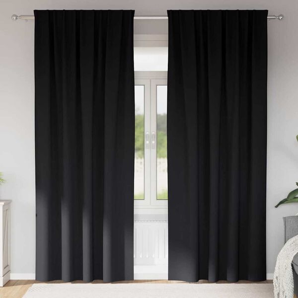 vidaXL Pimentävä verho renkailla 2 pcs Musta 245 x 140 cm Polyesteri