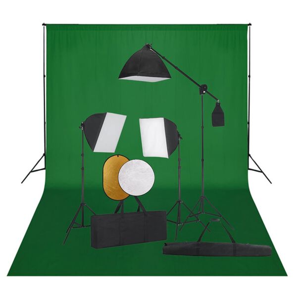 vidaXL Valokuvastudiosarja softbox-valot, taustakangas ja heijastin