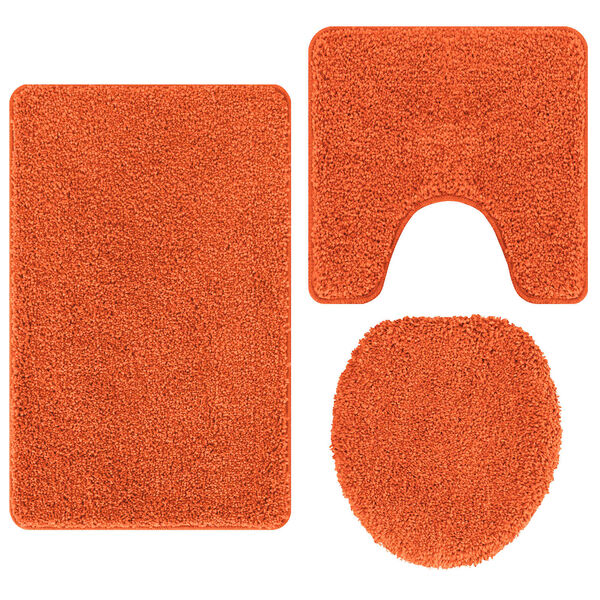 vidaXL Liukumaton kylpyhuoneen matto-setti 3 pcs Oranssi PP