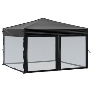 vidaXL Kokoontaittuva juhlateltta sivuseinill&auml; musta 3x3 m