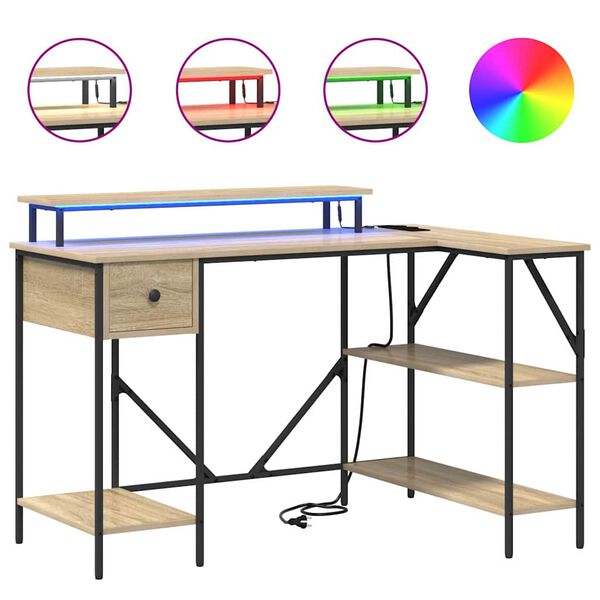 vidaXL P&ouml;yt&auml; hyllyll&auml; Sonoman tammi 120 x 79 x 86,5 cm Tekninen puu