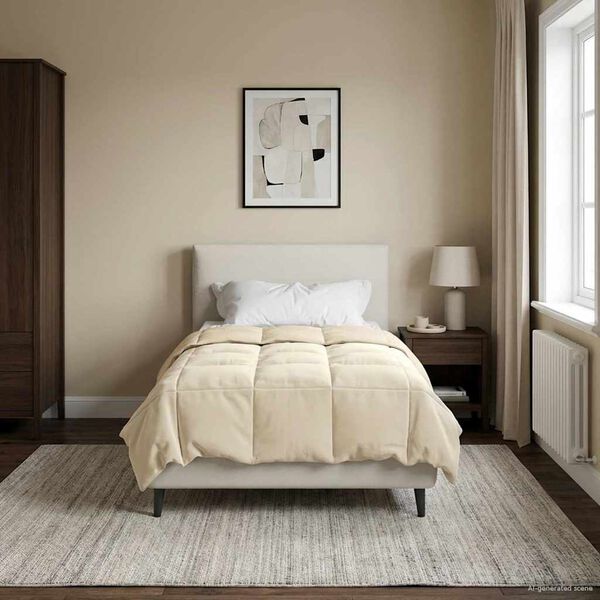 vidaXL Koko Vuoden Peitto Quiltottu Kerma 140 x 200 cm Mikrokuitu