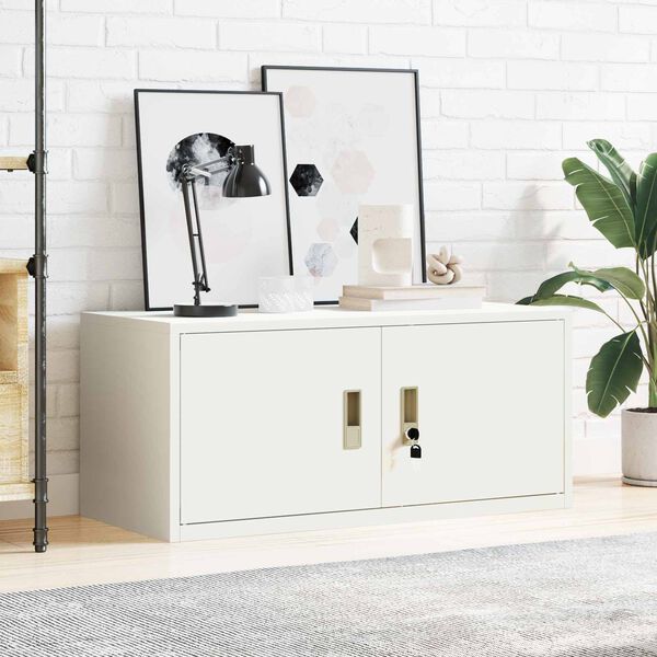 vidaXL S&auml;ilytyskaappi Valkoinen 90 x 40 x 40 cm Kylm&auml;valssattu ter&auml;s