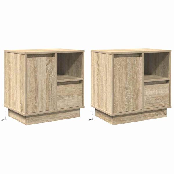 vidaXL Y&ouml;p&ouml;yt&auml;kaappi 2 pcs Sonoman tammi 50 x 34,5 x 50 cm.