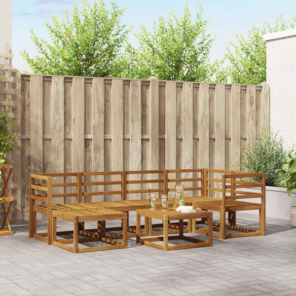 vidaXL Ulkosohvakokoelma 7 pcs Luonnollinen Tihe&auml; akasiapuu