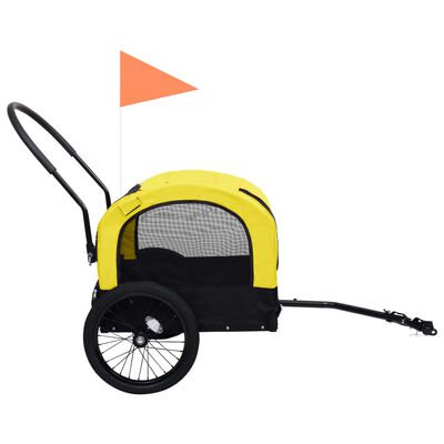 vidaXL 2-in-1 lemmikkikärry pyörään/juoksurattaat keltainen ja musta