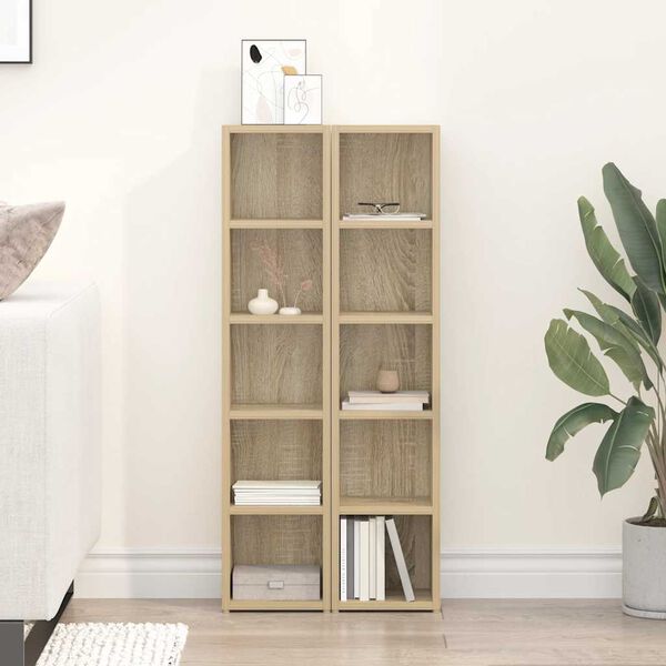 vidaXL CD-hyllyt 2 kpl Sonoma-tammi 21x16x93,5 cm lastulevy