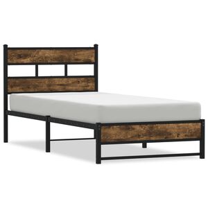 vidaXL Metallinen s&auml;ngynrunko ilman patjaa savutammi 75x190 cm