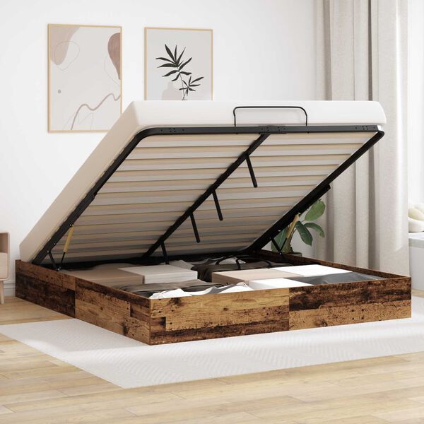 vidaXL Ottoman S&auml;ngyn Runko Vanha puu 203 x 180 x 25 cm K&auml;sitelty puu