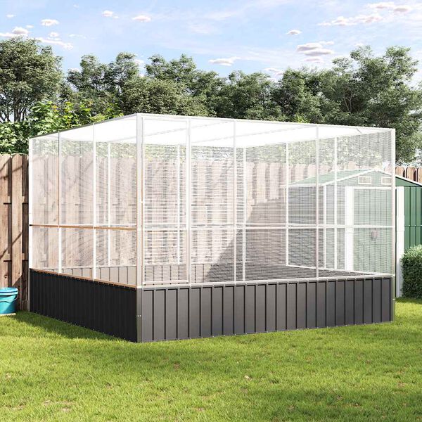 vidaXL Aviaario hopea 311x307x212 cm teräs