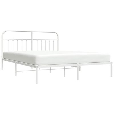 vidaXL Metallinen sängynrunko päädyllä valkoinen 183x213 cm