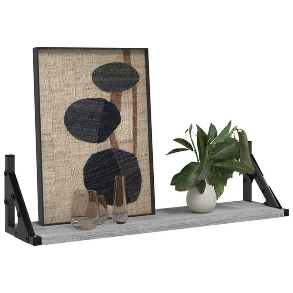 vidaXL Sein&auml;hyllyt 2 kpl harmaa Sonoma 60x15x15,5 cm