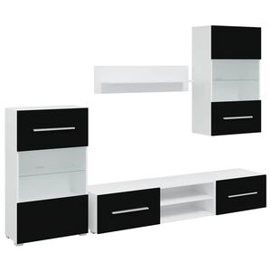 vidaXL TV-kalustekokonaisuus LED-valoilla 5 osaa musta