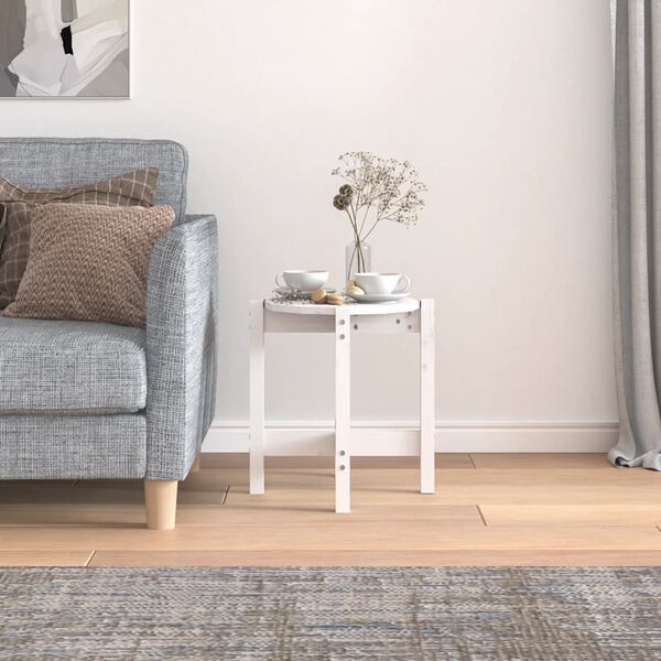 vidaXL Sohvapöytä valkoinen Ø 42,5x45 cm täysi mänty