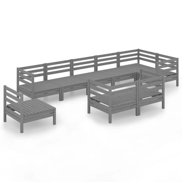 vidaXL 9-osainen Puutarhasohvasarja harmaa t&auml;ysi m&auml;nty