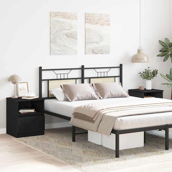 vidaXL Y&ouml;p&ouml;yt&auml;kaappi 2 pcs Musta tammi. 40 x 40 x 50 cm Tekninen puu