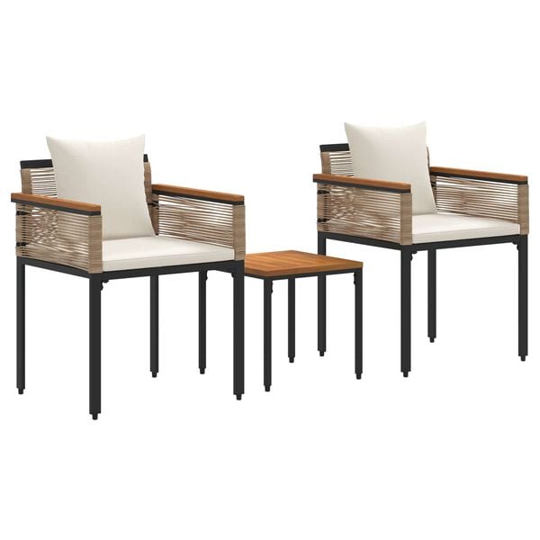 vidaXL Ulkokalusteet Setti 3 pcs Beige ja kerma-valkoinen PE-rottinki