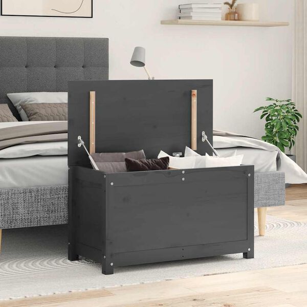 vidaXL Säilytyslaatikko harmaa 80x40x45,5 cm täysi mänty