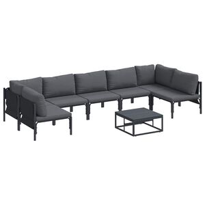 vidaXL Puutarhasohva Setti tyynyll&auml; 8 pcs Musta Ter&auml;s