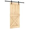 vidaXL Liukuovi Luonnollinen ja musta 90 x 210 cm Massiivinen m&auml;nty