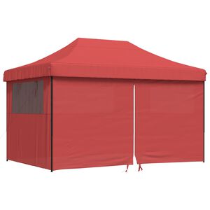 vidaXL Taitettava pop-up juhlateltta 4 sivusein&auml;ll&auml; viininpunainen