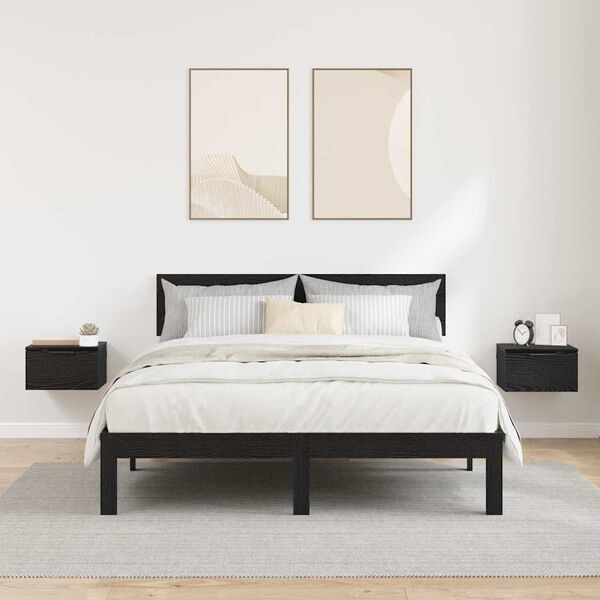 vidaXL Y&ouml;p&ouml;yt&auml;kaappi 2 pcs Musta tammi. 34 x 30 x 20 cm Tekninen puu