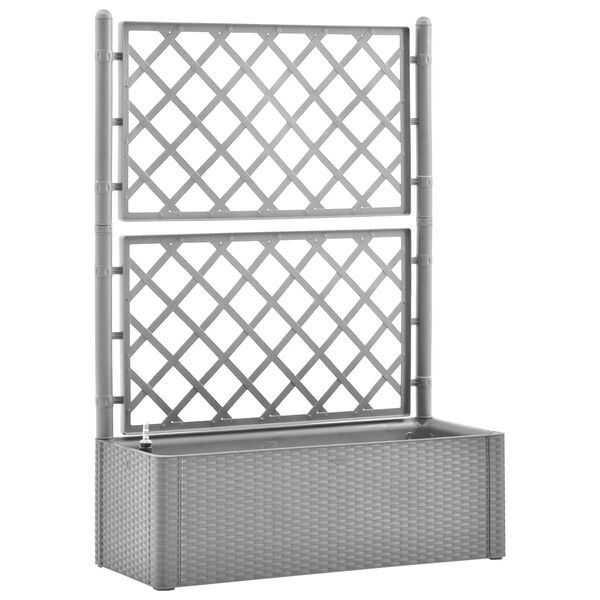 vidaXL Itsekasteleva korotettu kukkalaatikko säleiköllä harmaa