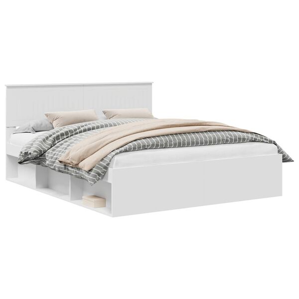 vidaXL S&auml;ngyn runko p&auml;&auml;tyll&auml; Valkoinen 160 x 200 cm Massiivinen m&auml;nty