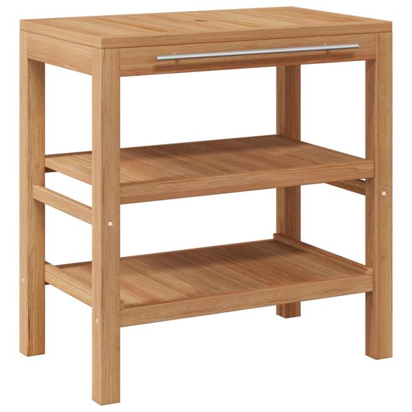 vidaXL Kylpyhuoneen allaskaappisetti kiinte&auml; tiikki ja jokikivialtaat