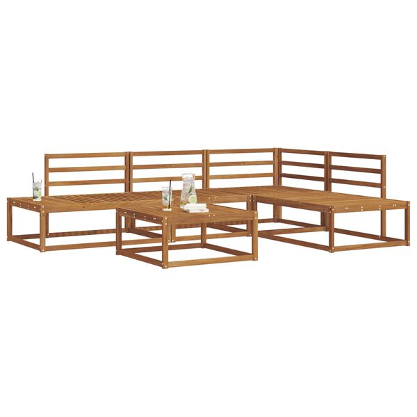 vidaXL Ulkosohvakokoelma 5 Kappale Luonnollinen Tihe&auml; akasiapuu