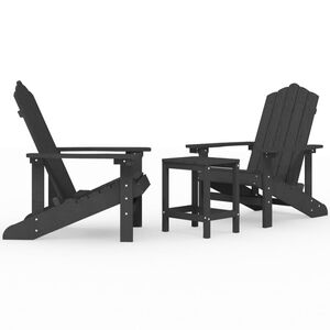 vidaXL Adirondack puutarhatuolit p&ouml;yd&auml;ll&auml; HDPE antrasiitti