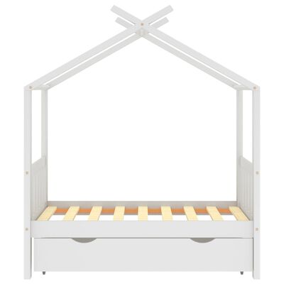 vidaXL Lasten sängynrunko laatikolla valkoinen täysi mänty 70x140 cm