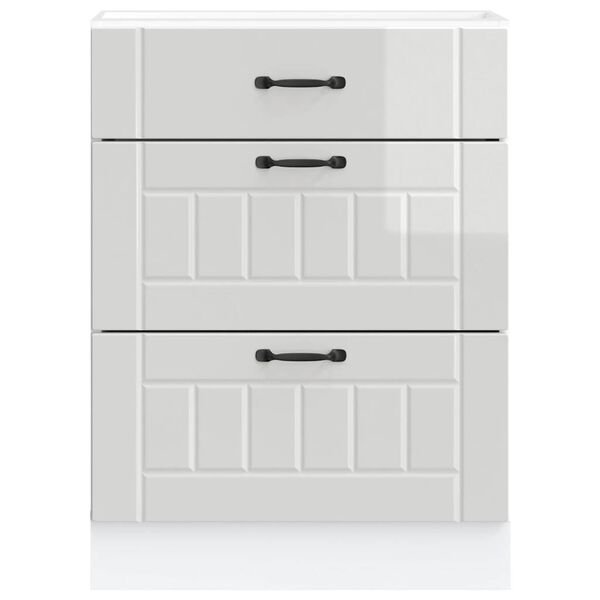 vidaXL Keitti&ouml;n p&ouml;yt&auml;kaappi "Lucca" korkeakiiltoinen valkoinen keinopuu