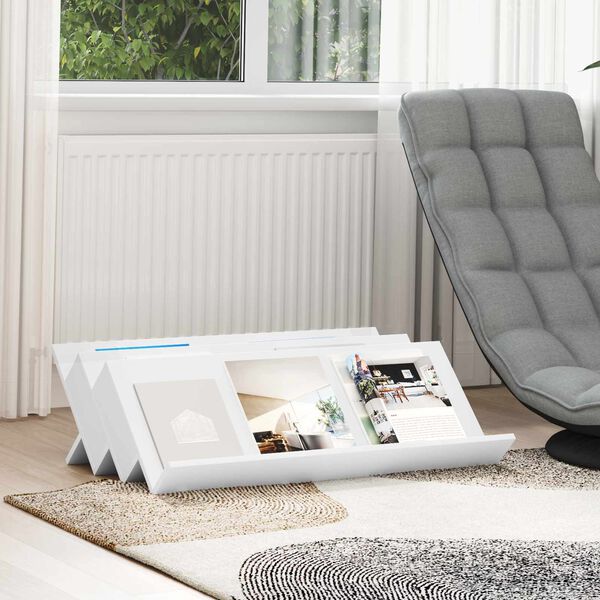 vidaXL Lehtiteline hyllyll&auml; Valkoinen 90 x 53 x 28,5 cm Tekninen puu