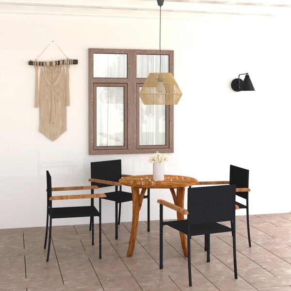 vidaXL 5-osainen Puutarhan ruokailuryhm&auml; musta