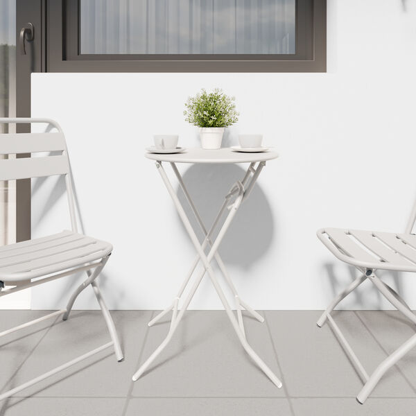 vidaXL Puutarhapöytä Valkoinen 50 x 50 x 72 cm Teräs