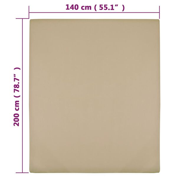 vidaXL Muotoon ommellut lakanat 2 kpl taupe 140x200 cm puuvilla