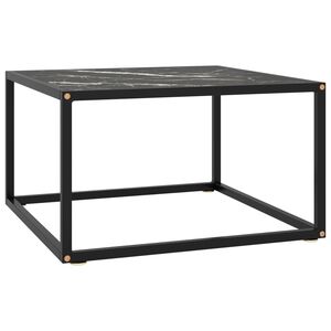 vidaXL Sohvap&ouml;yt&auml; musta mustalla marmorilasilla 60x60x35 cm
