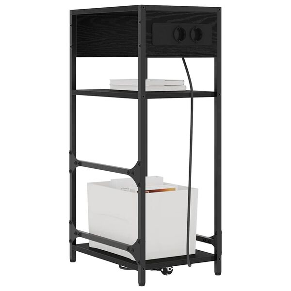 vidaXL Y&ouml;p&ouml;yt&auml;kaappi Musta tammi. 40 x 27 x 76 cm Tekninen puu