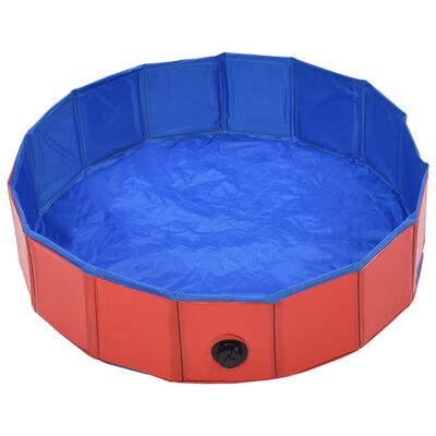 vidaXL Kokoontaitettava koiran uima-allas punainen 80x20 cm PVC
