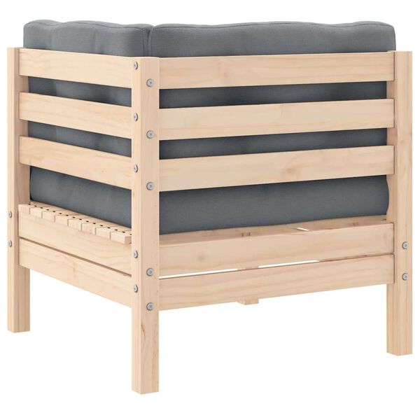 vidaXL Puutarhasohva kulmaosa harmaat tyynyt t&auml;ysi m&auml;nty