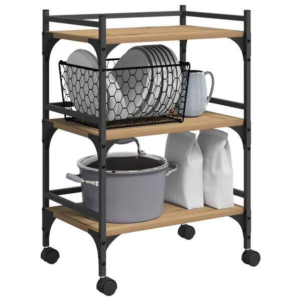 vidaXL Keitti&ouml;vaunu Artisan tammi 50 x 35 x 75.5 cm Tekninen puu