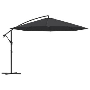 vidaXL Aurinkovarjo cantilever alumiinitolppa 350 cm musta