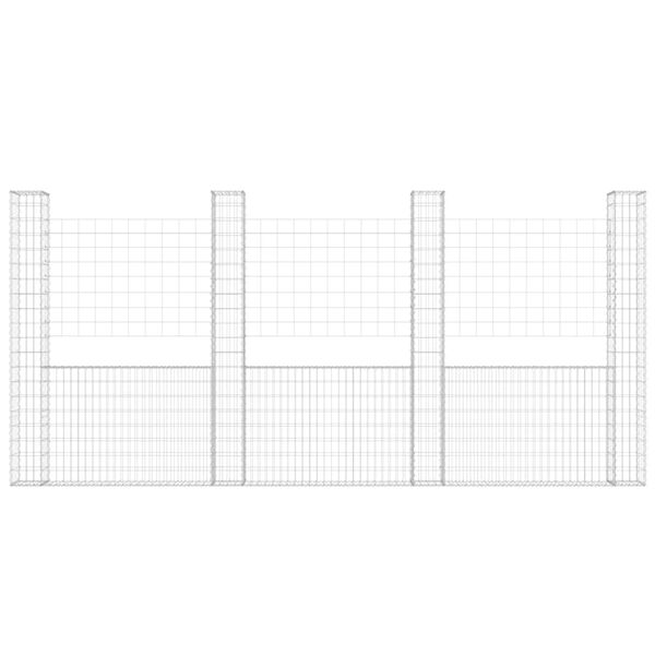 vidaXL U-muotoiset kivikorit 4 pylväällä rauta 380x20x200 cm